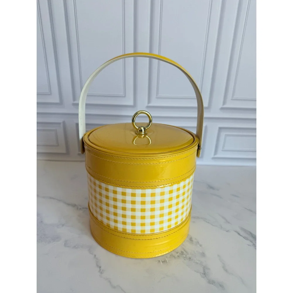 VTG 1950s Georges Briard MCM Retro Yellow Gingham Vinyl 7